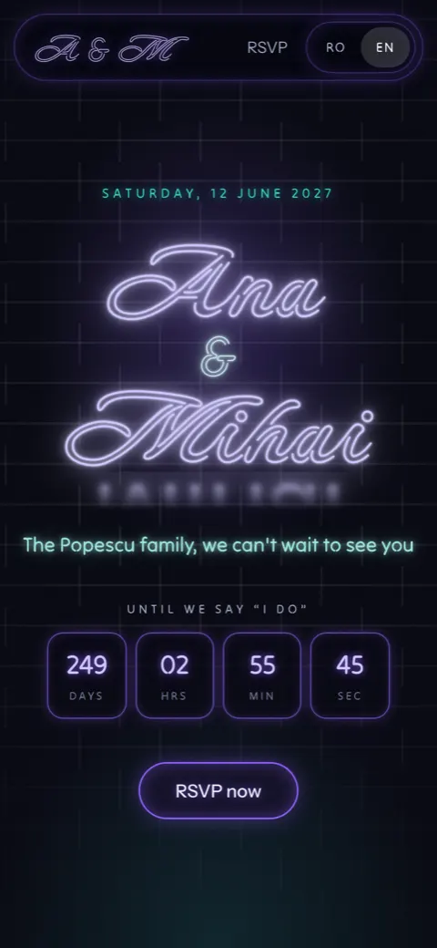 Demo invitation in the Neon Noir style